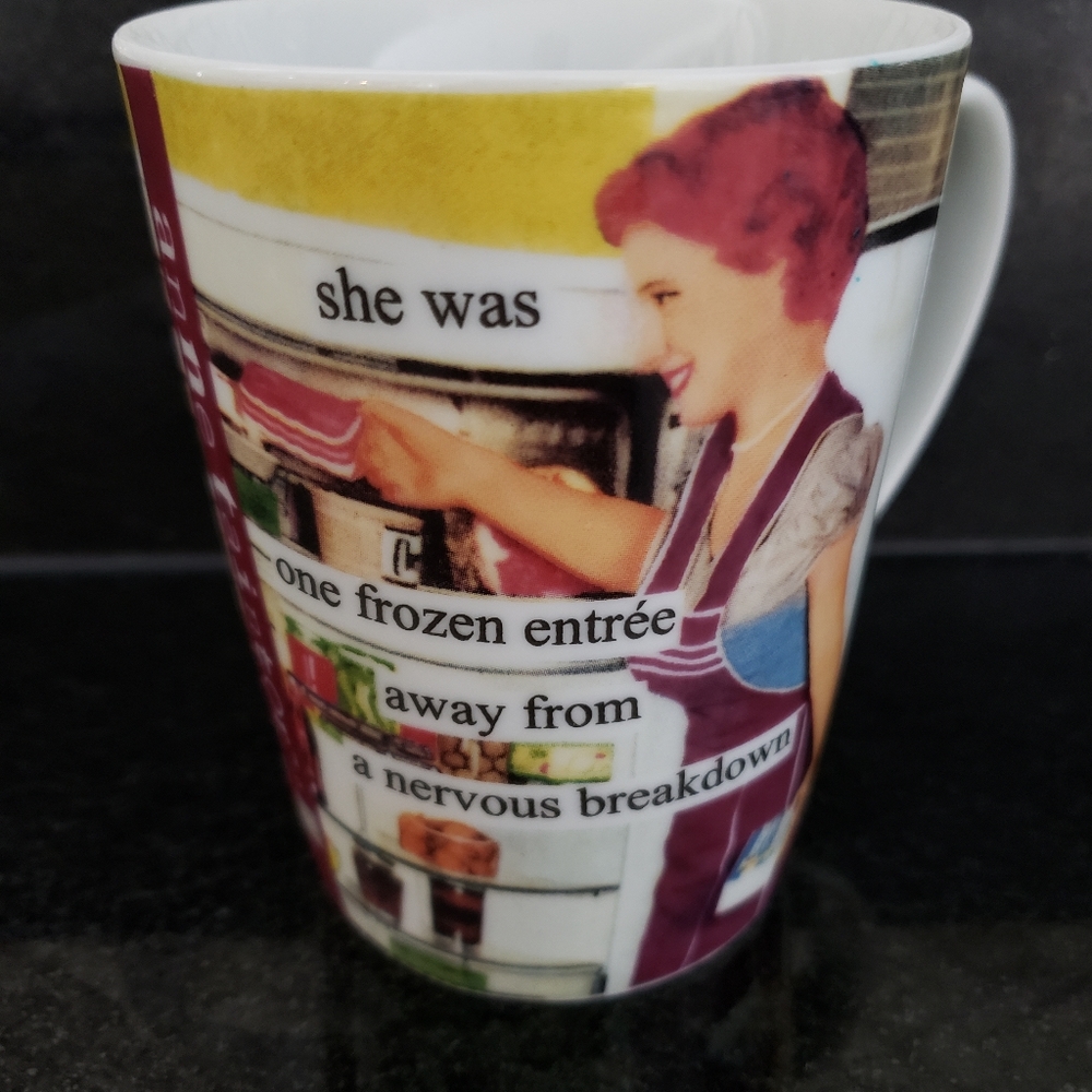 Anne taintor mug vintage inspired "one frozen dinner away from a nervous break"